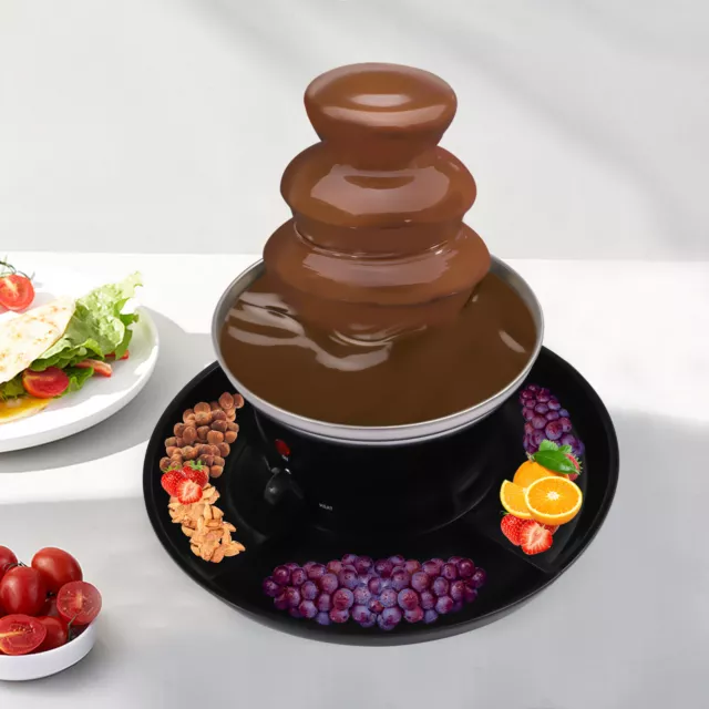 Huanyu Fontaine à chocolat à 4 niveaux Grand ensemble à fondue pour le  chocolat Fontaine à chocolat électrique Ensemble à fondue au chocolat pour