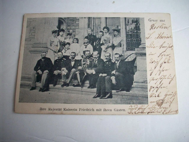1901 EMPRESS FREDERICK postcard @ Kronberg Kaiserin Friedrich mit gasten