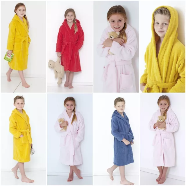 Kids Bathrobe Boys Girls Soft Towel 100% Egyptian Cotton Towelling Dressing Gown