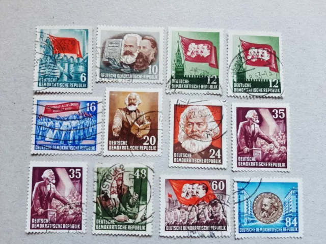 DDR Briefmarken 1953, Mi.-Nr.: 344 - 353, Karl-Marx-Jahr Satz, gestempelt !!!