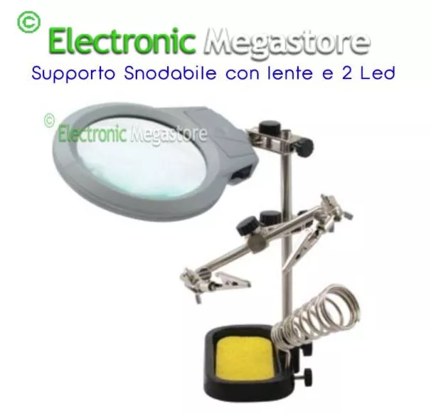 Lente ingrandimento LED terza mano pinze supporto saldatore stagno base ghisa