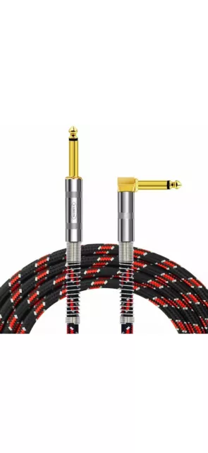 Câble de guitare NUOSIYA 6 pieds, cordon audio pro mono plaqué or 6 pieds, droit à droite