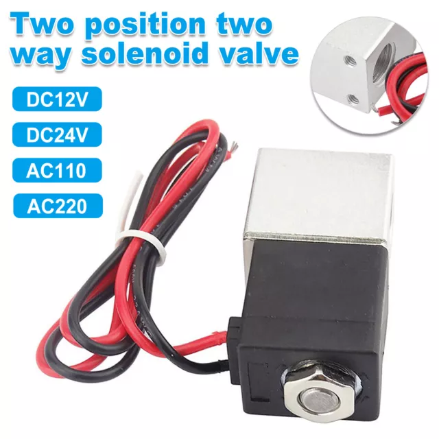 DC 12/24V 1/4" 2 Way Electric Solenoid Air Valve Gas Water Fuel Normally Closed