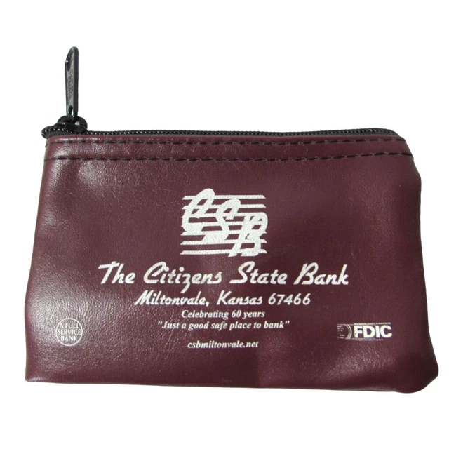Vintage The Citizens State Bank Miltonvale KS Kansas Coin Money Deposit Bag
