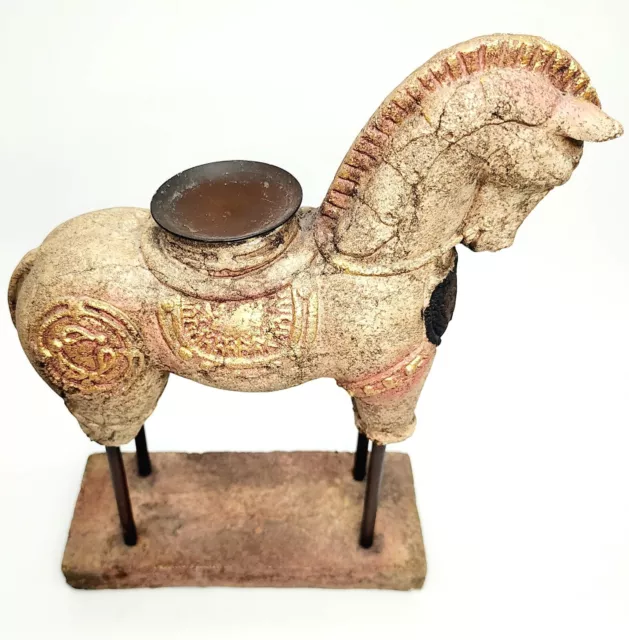 Old Chinese Warhorse Statue 12” Pottery Ceramic Sculpture Incense Censer 6 lbs