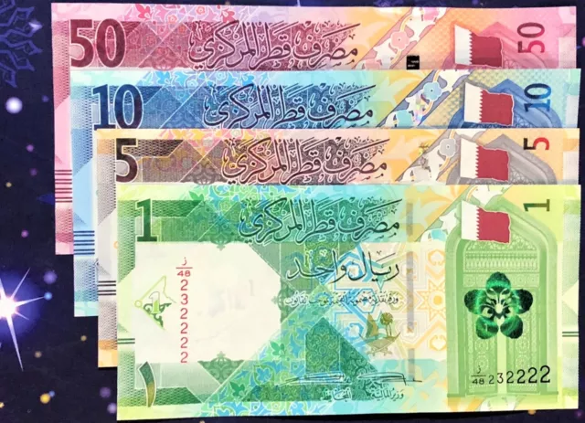 QATAR RIYAL SET OF 4 NOTES : UNC, BRAND NEW, 2020 Issue BEAUTIFUL SET UNPACKED