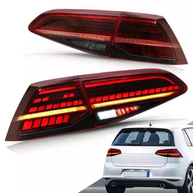 2 Stk RED LED Rückleuchten für VW Volkswagen Golf 7 MK7 MK7.5 2014-2020 Blinker 3