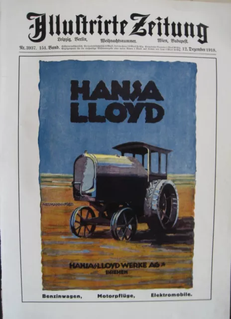 Originalwerbung Reklame 1918 Hansa Lloyd Werke AG XL farbig