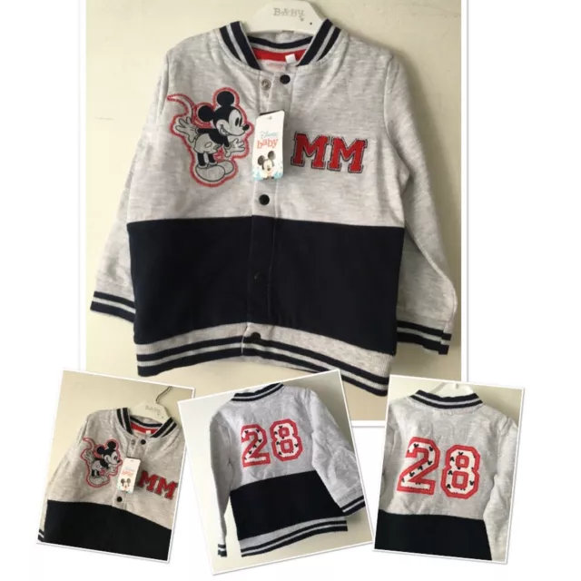 Disney Mickey Mouse New Tags Baby Boys Varsity Style Cardigan Jacket 9-12 Months