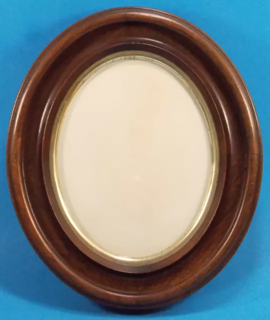 Antique Eastlake Victorian Walnut Oval Frame Gold Inner Lining 7" x 9" Opening