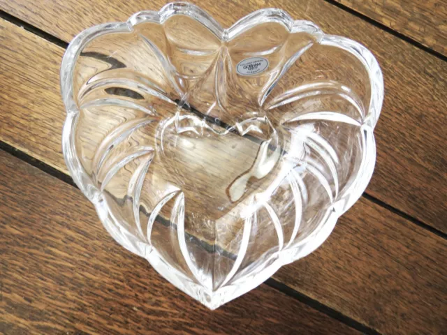 Gorham Heart Shaped Full Lead Crystal Candy Fruit Dish Bowl 6" x 6 1/2"  NEW