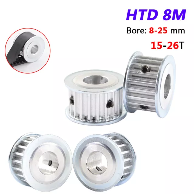 8M Timing Belt Pulley 8-25mm Bore 15T-26T for 15mm-40mm Wide Belt CNC 3D Printer