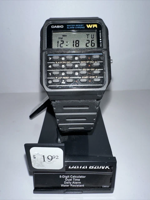 Casio Calculator Watch DataBank Water Resistant Black DB02 Comes In Box