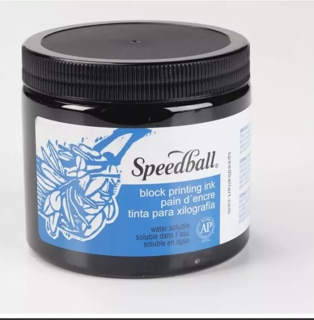 Speedball Water-Soluble Block Printing Ink, 8-Ounce, Black