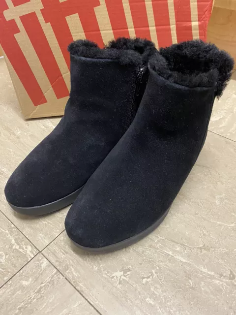 FITFLOP TALL ORIGINAL MUKLUK BLACK LEATHER SHEARLING BOOTS. Size 4. BNWT 220 110.00 PicClick UK