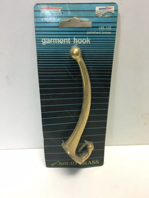 National Solid Brass Polished Clear Lacquer Coating Garment Coat Hat Hook 198135