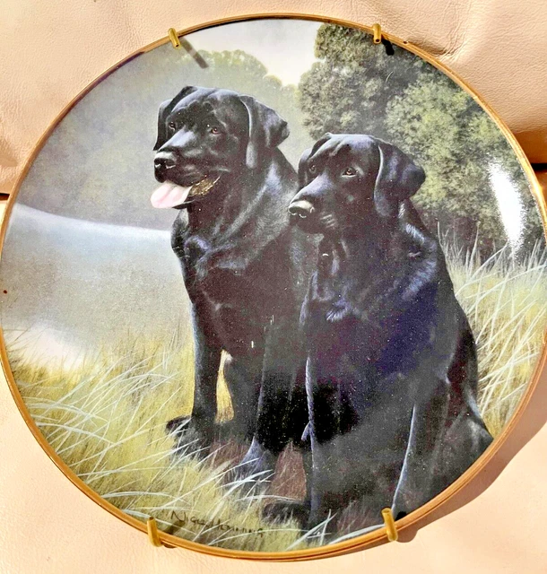 VTG Nigel Hemming Sporting Companions BLACK LAB Porcelain 8" Plate w Wall Hanger