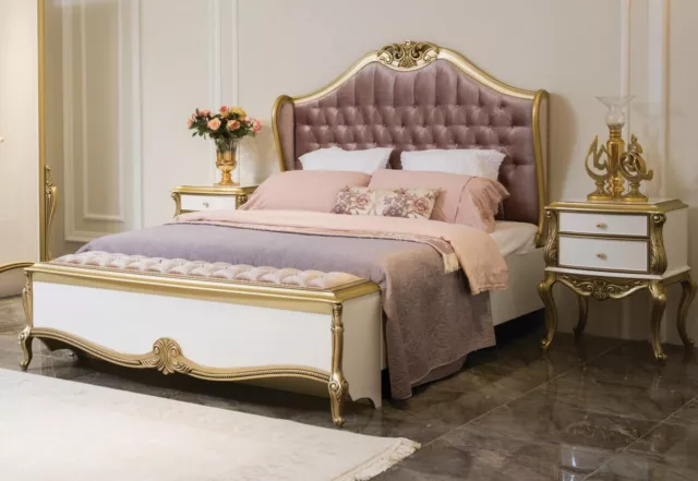 Chesterfield Bettrahmen Design Polster Luxus Bett Schlafzimmer Betten Möbel Rosa