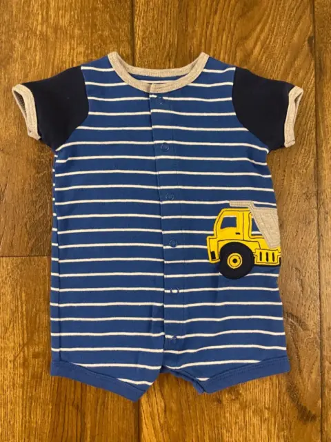 Carters Baby Boy Outfit One Piece Romper 3 Months Blue Dump Truck Construction