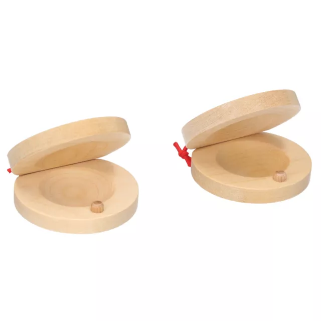 Paire De Castagnettes En Bois Castanet Finger Clappers Instrument U6I3