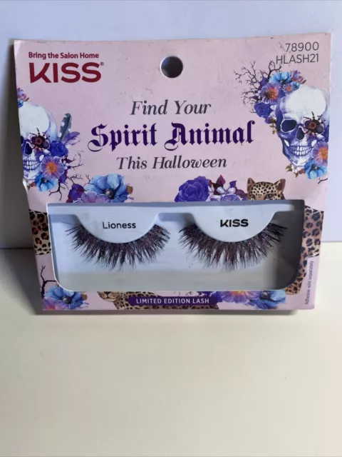 Kiss Spirit Animal Lioness False Eye Lashes Glitter Halloween Pink Glitter 1 Set