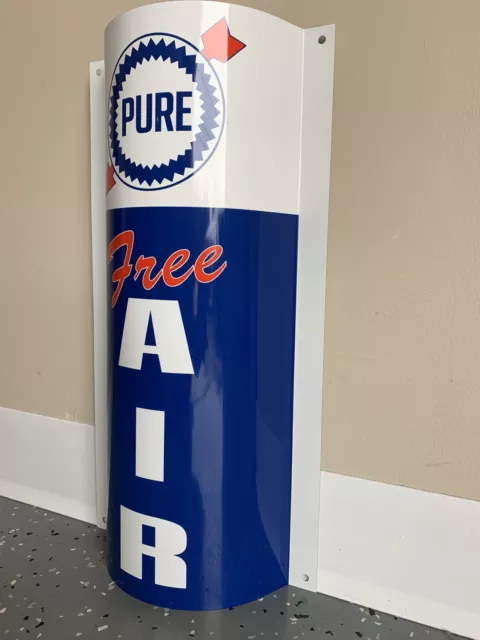 Pure Free Air Curved Metal  Gasoline Gas sign Pump Oil Gasoline WOW!!!