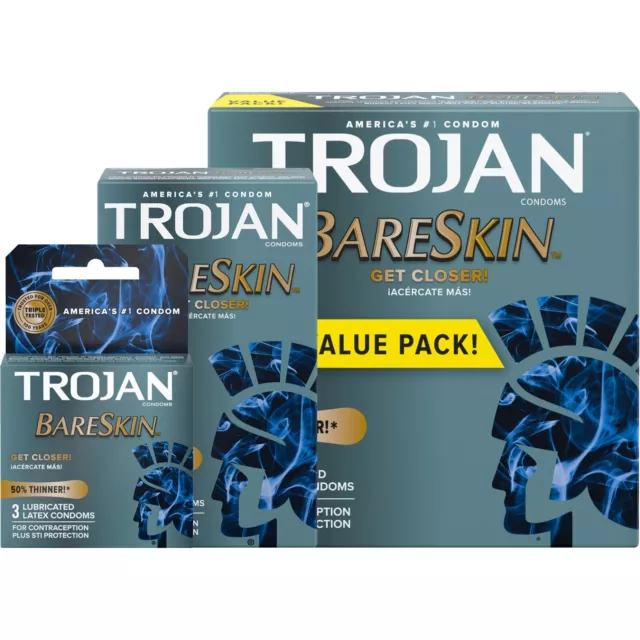 Trojan Sensitivity Bareskin Thinnest Sensitive Lubricated Latex Condoms