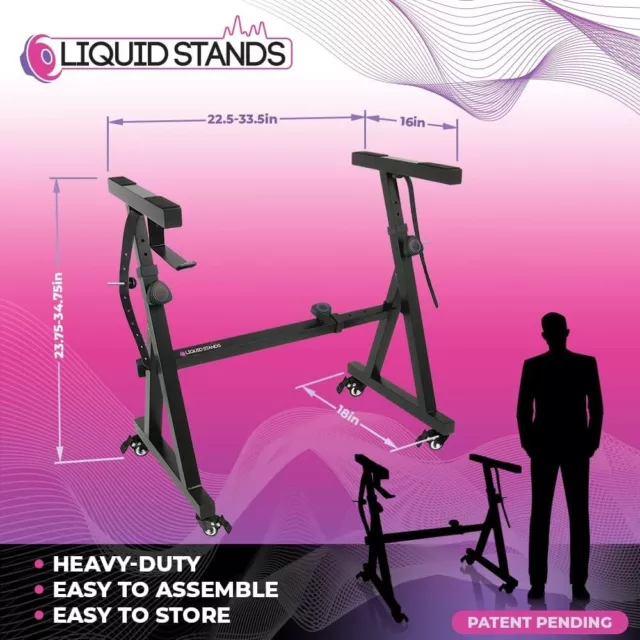 Liquid Stands Keyboard Stand w/ Wheels-Z Style Adjustable Digital Piano Stand