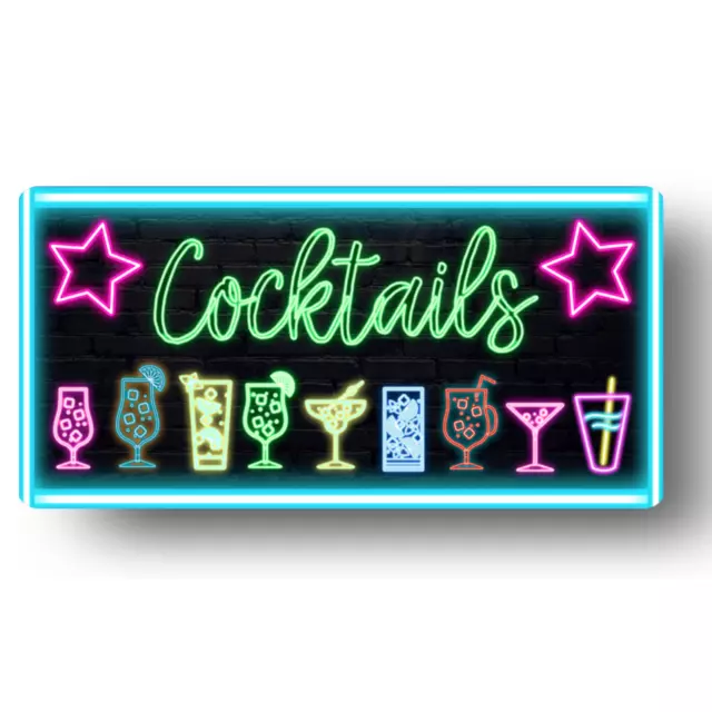 Home Bar Neon Sign Cocktail Metal Wall Kitchen Plaques Retro Hen Parties Friends