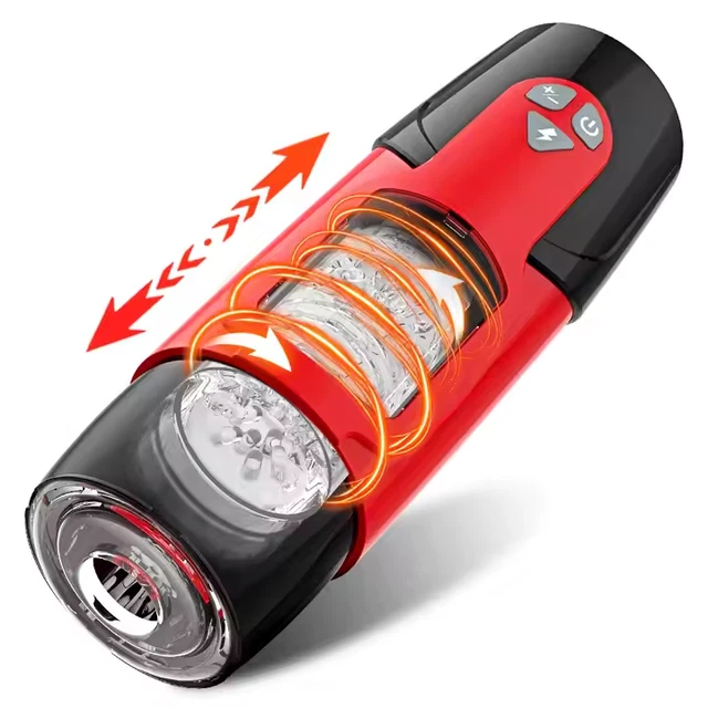 Masturbateur Vibrant Pour Homme - Rotatif, Va-et-Vient, USB, Ventouse - Rouge