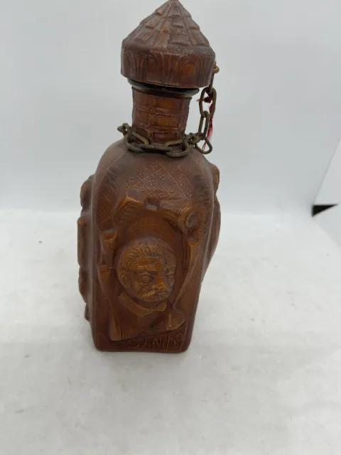 Vintage Leather Wrapped Spirit Decanter Bottle With Stopper Made In Spain Carvin