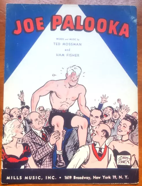 1947 Rare COMIC STRIP BASED sheet music JOE PALOOKA cartoonist HAM FISHER Mills