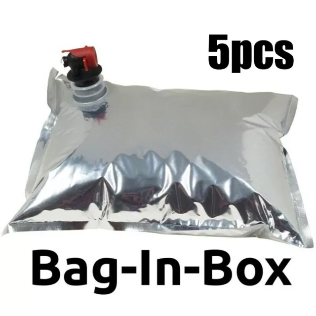 5 Liter BIB Bag BAG IN BOX Wine Bags With Tap For HomeBrew Wine Dispenser 5 Pack