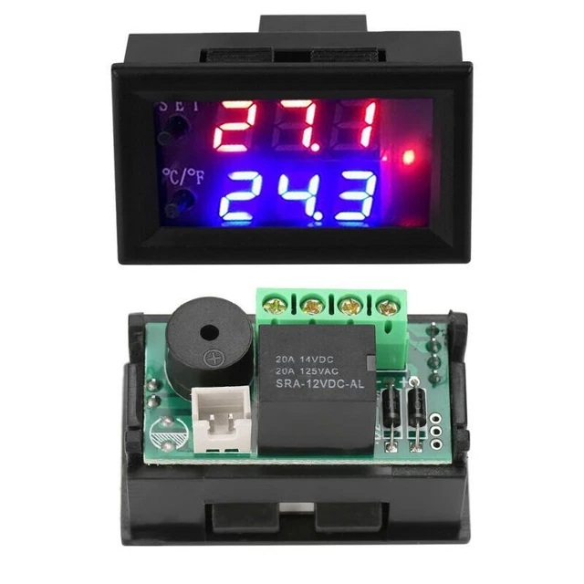 Ziyan Termostato Digitale W1209 12V DC – Regolatore Di Temperatura Con Sensore NTC, Controllo On/off, Nero