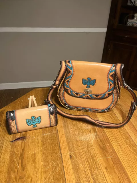 Hand Made Leather Native American Purse With Wallet see all pics
