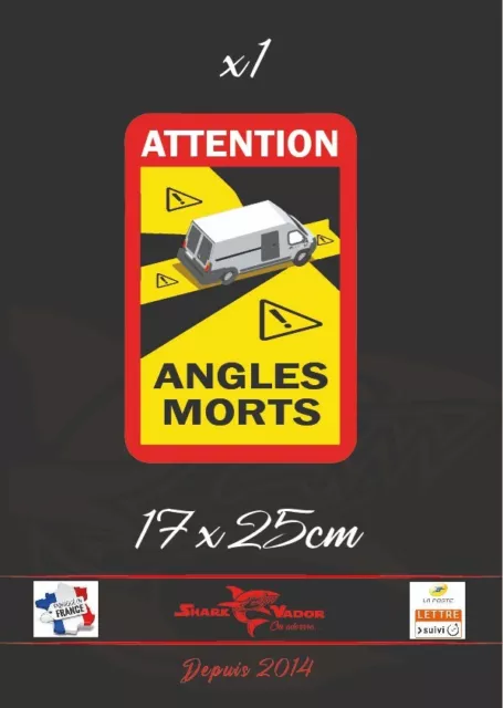 Stickers ANGLES MORTS fourgon / camion utilitaire  17 X 25CM