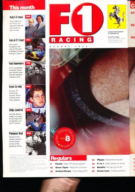 F1 Racing Magazine August 1996 Ferrari Sonderausgabe Bennetton Eddie Jordan 2
