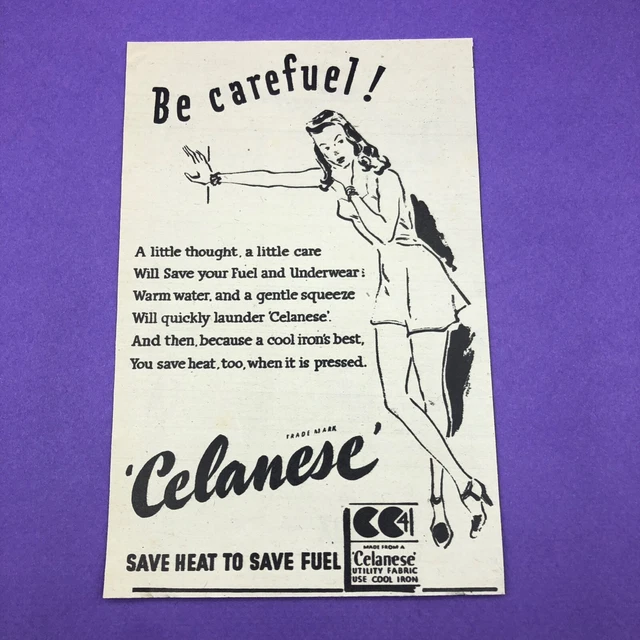 CELANESE FABRIC UNDERWEAR 1943 WW2 Press Advert Small Cutting £3.50