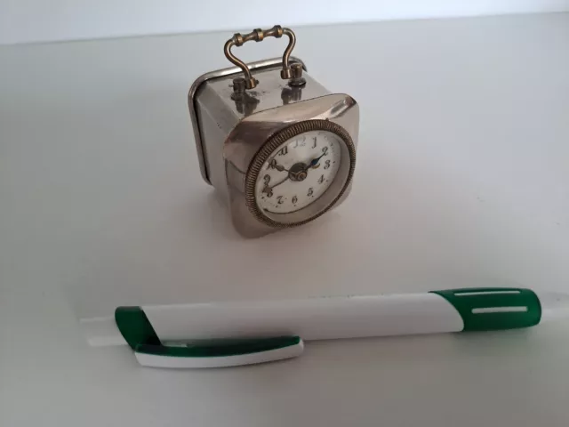 Alter Wecker, Würfelwecker, Reisewecker, sehr schöne alte Uhr um 1870, Reiseuhr