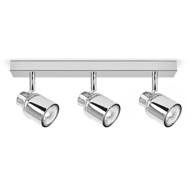 IP44 Metal Bathroom Ceiling Spotlight Bar 3 Way Polished Chrome Adjustable Light