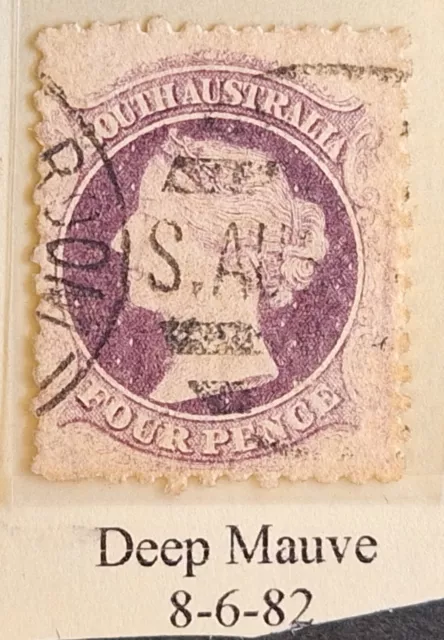 1882 South Australia 4d Deep Mauve Sideface stamp WMK Broad Star P11.5-12.5 used