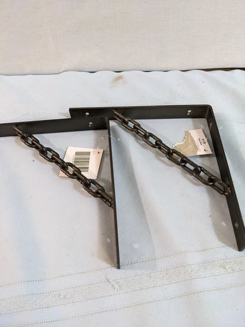 2 CAST IRON BRACKETS CHAIN MAN CAVE BRACES SHELF NAUTICAL DECOR RUSTIC 8 x 8"