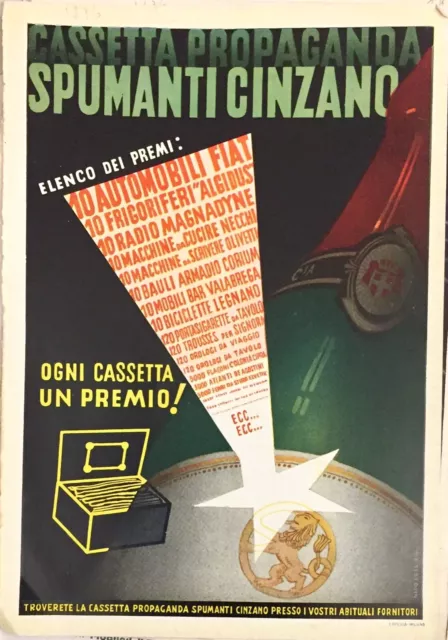 1936 PUBBLICITÀ SPUMANTI CINZANO CASSETTA PROPAGANDA Advertising