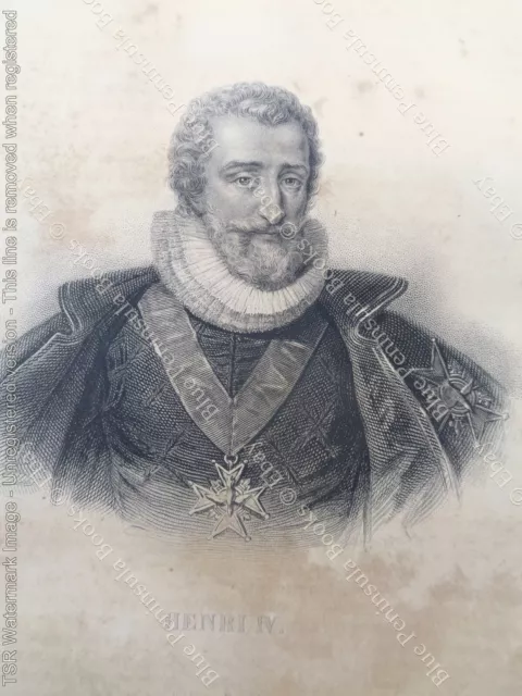 HENRI IV Roi France Portrait Gravure ancienne XIXe Illustration Art Engraving