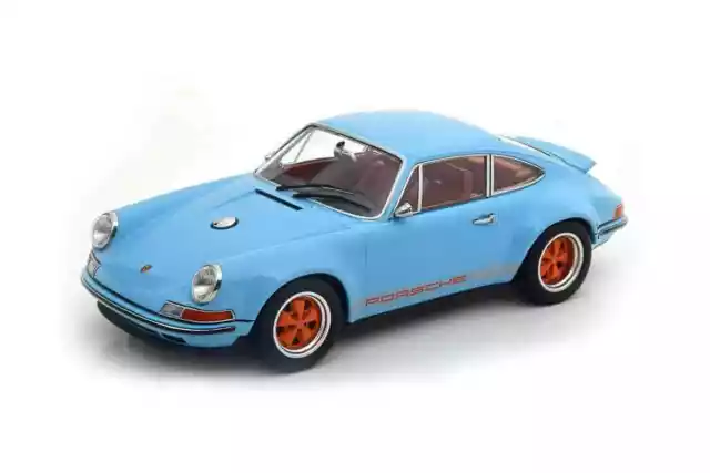 KK Scale 2014 Rendition Porsche 911 by Singer Coupe Gulf Blue w/ Orange Wheels 1