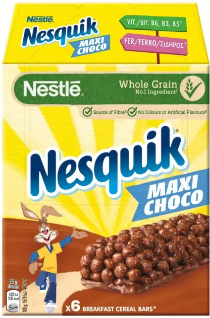 Silberbarren Nesquik Maxi Choco Riegel Müsli Milchschokolade Nestle' 6x25gr