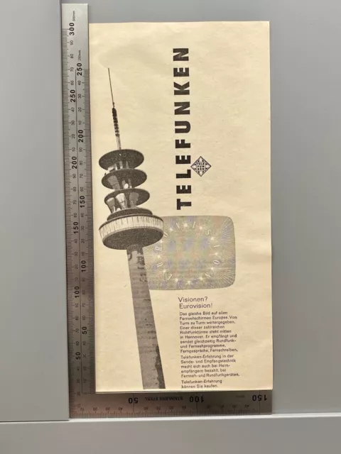 Telefunken Fernsehturm Hannover Original Vintage Werbung 1964 Reklame advert