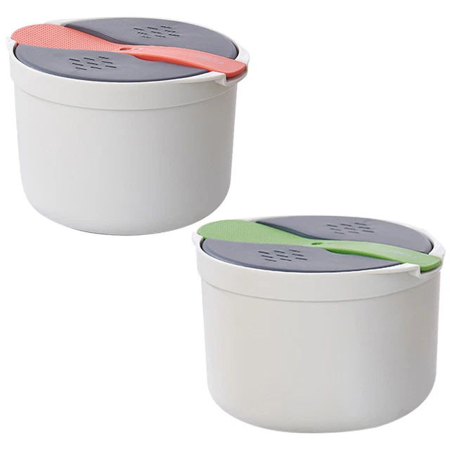 MICROWAVE OVEN RICE Cooker w/Spoon Lids Strainer Steamer 2L Cookware