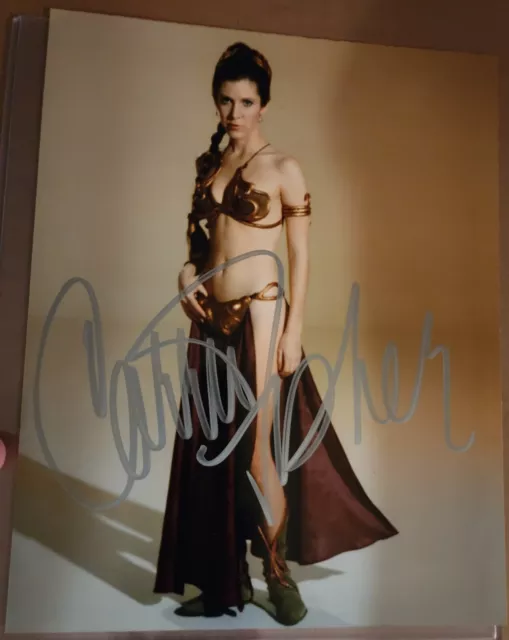 Carrie Fisher Signed 8x10 Photo Star Wars Princess Leia Beckett COA