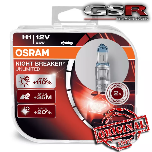 Lampade Osram H1 Night Breaker Unlimited + 110% 12V 55W 64150Nbu